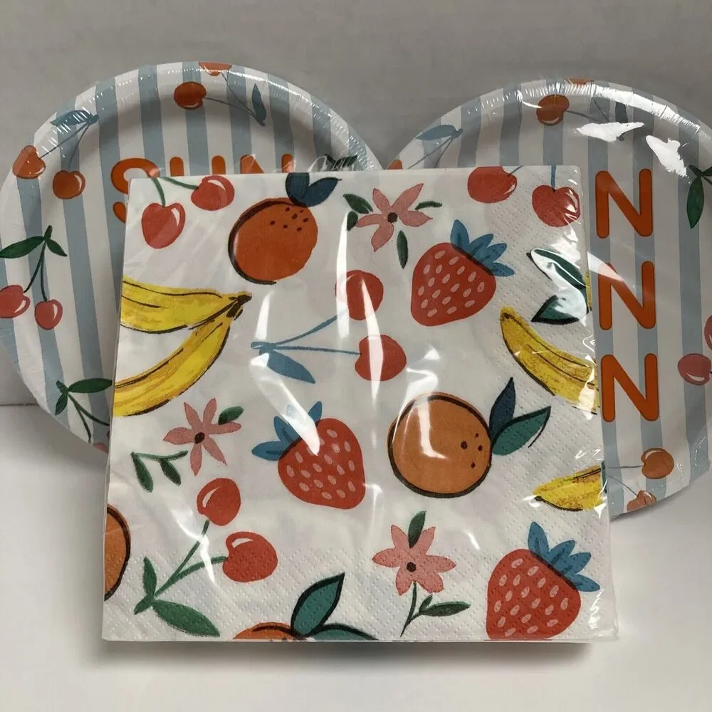 Lunch Paper Plates 7 inch & Napkins 6.5 inch H for Happy 36 of each
